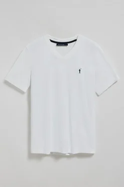 Camiseta blanca con cuello de pico y logo bordado Rigby Go