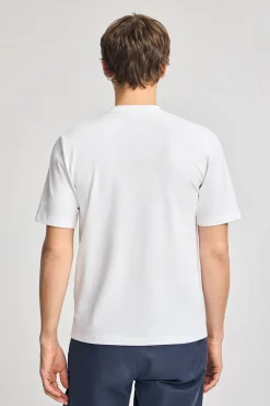 Camiseta blanca de algodón y lino con bordado Rigby Go