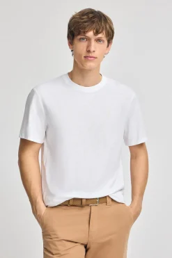 Camiseta blanca de algodón flamé y bordado Rigby Go