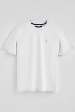 Camiseta blanca de algodón flamé y bordado Rigby Go