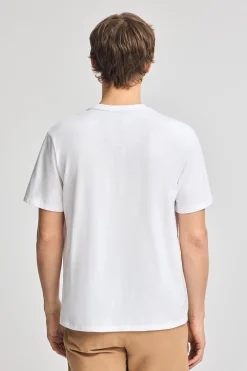 Camiseta blanca de algodón flamé y bordado Rigby Go