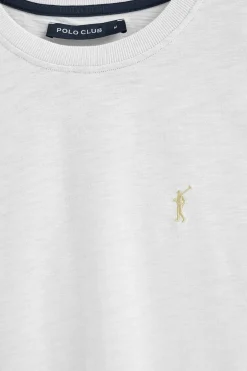 Camiseta blanca de algodón flamé y bordado Rigby Go
