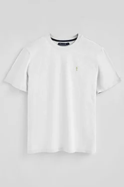 Camiseta blanca de algodón flamé y bordado Rigby Go
