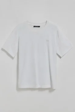 Camiseta blanca de cuello redondo con logo engomado Polo Club