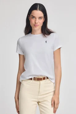 Camiseta blanca de cuello redondo con bordado Rigby Go