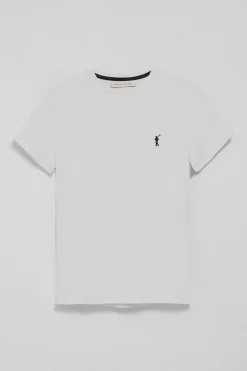 Camiseta blanca de cuello redondo con bordado Rigby Go