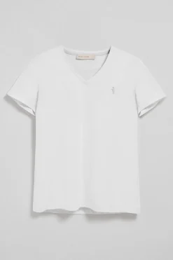 Camiseta blanca de escote en pico y bordado Rigby Best