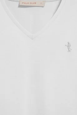 Camiseta blanca de escote en pico y bordado Rigby Best