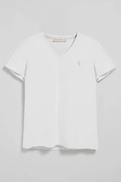 Camiseta blanca de escote en pico y bordado Rigby Best