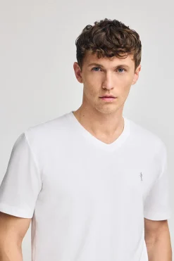 Camiseta blanca de manga corta y cuello de pico con bordado Rigby Best
