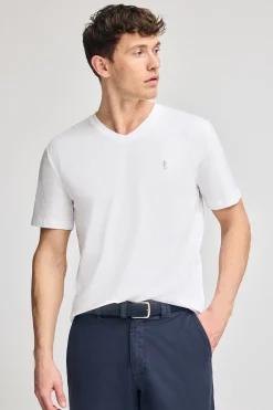 Camiseta blanca de manga corta y cuello de pico con bordado Rigby Best