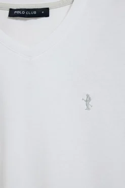 Camiseta blanca de manga corta y cuello de pico con bordado Rigby Best