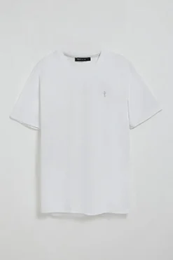 Camiseta blanca de manga corta y cuello de pico con bordado Rigby Best