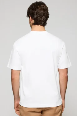 Camiseta blanca de manga corta y cuello redondo con logotipo Polo Club