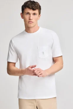 Camiseta blanca de manga corta con bolsillo y bordado Rigby Best