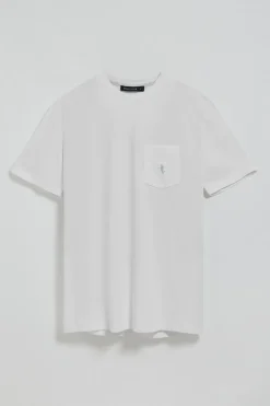 Camiseta blanca de manga corta con bolsillo y bordado Rigby Best