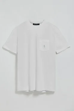 Camiseta blanca de manga corta con bolsillo y bordado Rigby Best
