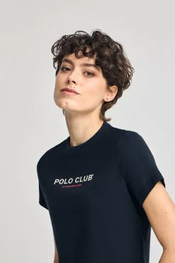 Camiseta básica azul marino con logo engomado Polo Club