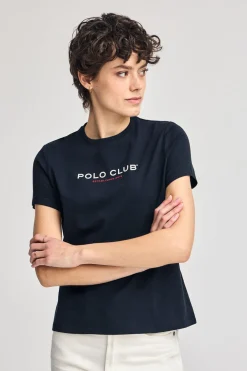 Camiseta básica azul marino con logo engomado Polo Club