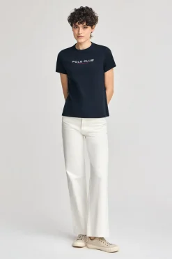 Camiseta básica azul marino con logo engomado Polo Club