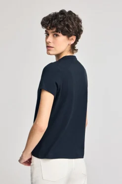 Camiseta básica azul marino con logo engomado Polo Club