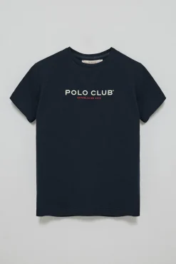 Camiseta básica azul marino con logo engomado Polo Club