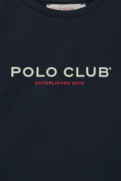 Camiseta básica azul marino con logo engomado Polo Club