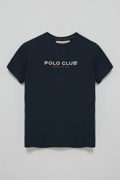 Camiseta básica azul marino con logo engomado Polo Club