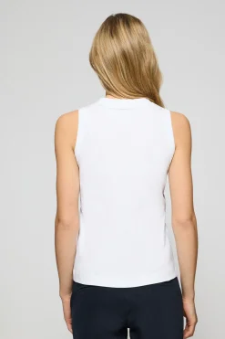 Camiseta básica blanca sin mangas y cuello redondo con logo bordado Rigby Go