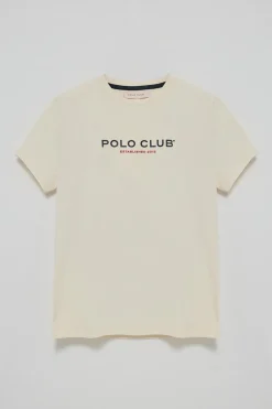 Camiseta básica color crudo con logo engomado Polo Club