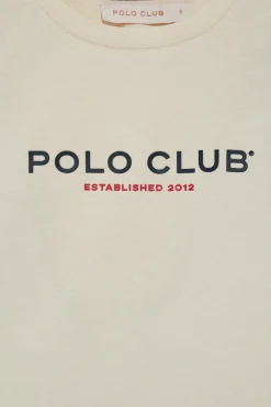Camiseta básica color crudo con logo engomado Polo Club