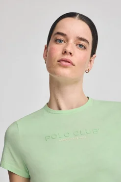 Camiseta básica color menta con logo engomado Polo Club