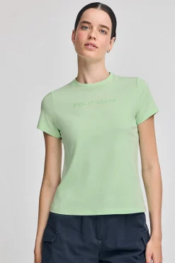 Camiseta básica color menta con logo engomado Polo Club