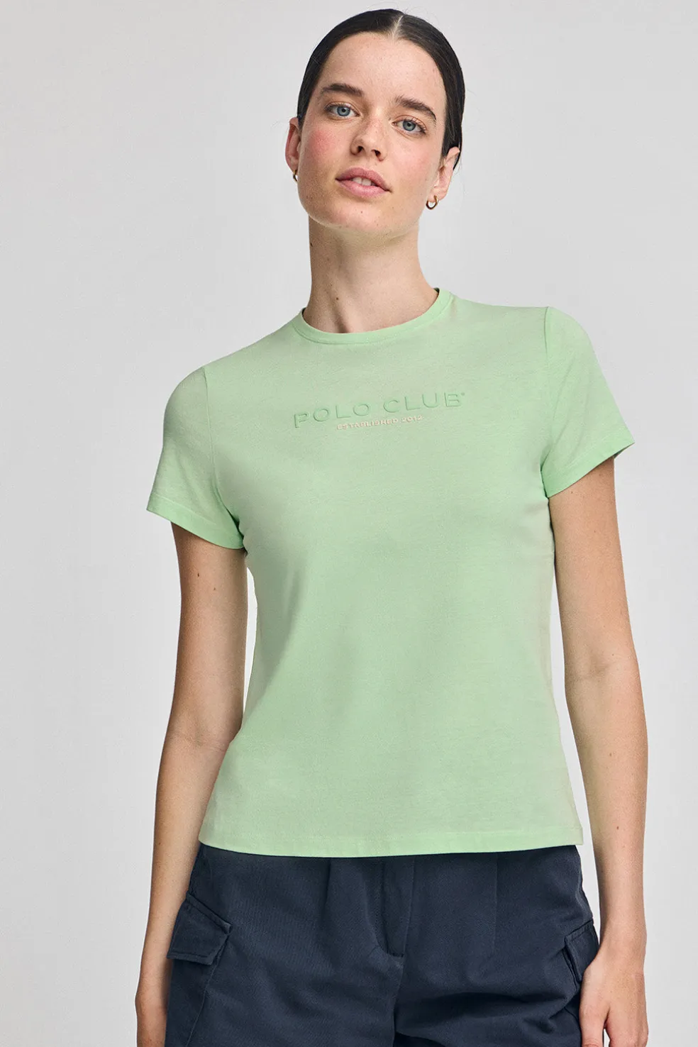 Camiseta básica color menta con logo engomado Polo Club