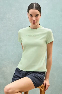 Camiseta básica color menta con logo engomado Polo Club