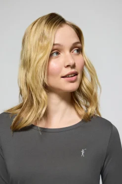 Camiseta básica de manga larga gris asfalto con logo Rigby Go