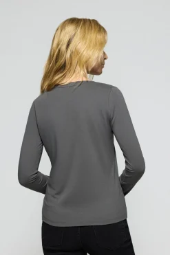 Camiseta básica de manga larga gris asfalto con logo Rigby Go