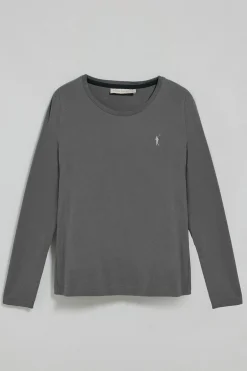 Camiseta básica de manga larga gris asfalto con logo Rigby Go