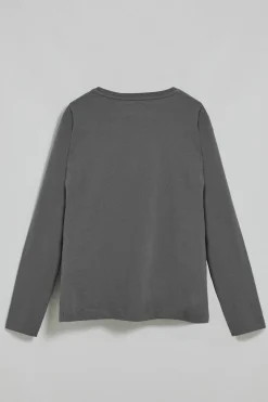 Camiseta básica de manga larga gris asfalto con logo Rigby Go