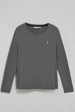 Camiseta básica de manga larga gris asfalto con logo Rigby Go