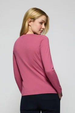 Camiseta básica de manga larga color rosa vino con logo Rigby Go