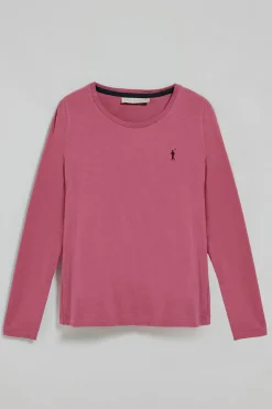 Camiseta básica de manga larga color rosa vino con logo Rigby Go
