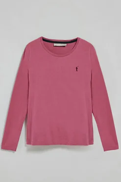 Camiseta básica de manga larga color rosa vino con logo Rigby Go