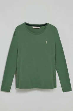 Camiseta básica de manga larga verde con logo Rigby Go