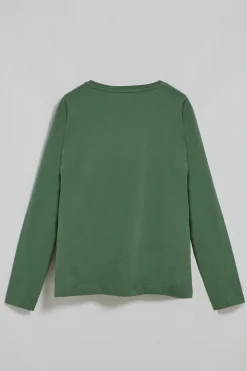 Camiseta básica de manga larga verde con logo Rigby Go