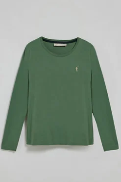 Camiseta básica de manga larga verde con logo Rigby Go