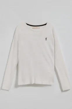 Camiseta básica de manga larga beige con logo Rigby Go