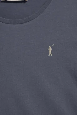 Camiseta básica de manga larga azul denim con logo Rigby Go