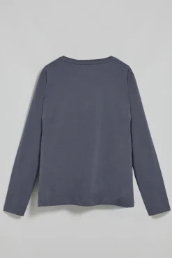 Camiseta básica de manga larga azul denim con logo Rigby Go