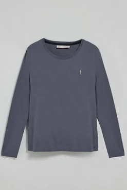Camiseta básica de manga larga azul denim con logo Rigby Go